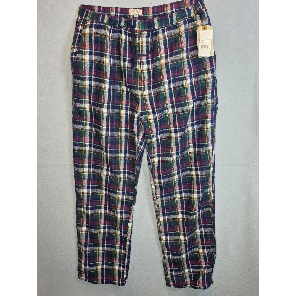 Jachs NY Mens Plaid Lounge Pants Green Burgundy XL CM12-180-214 NWT Distressed